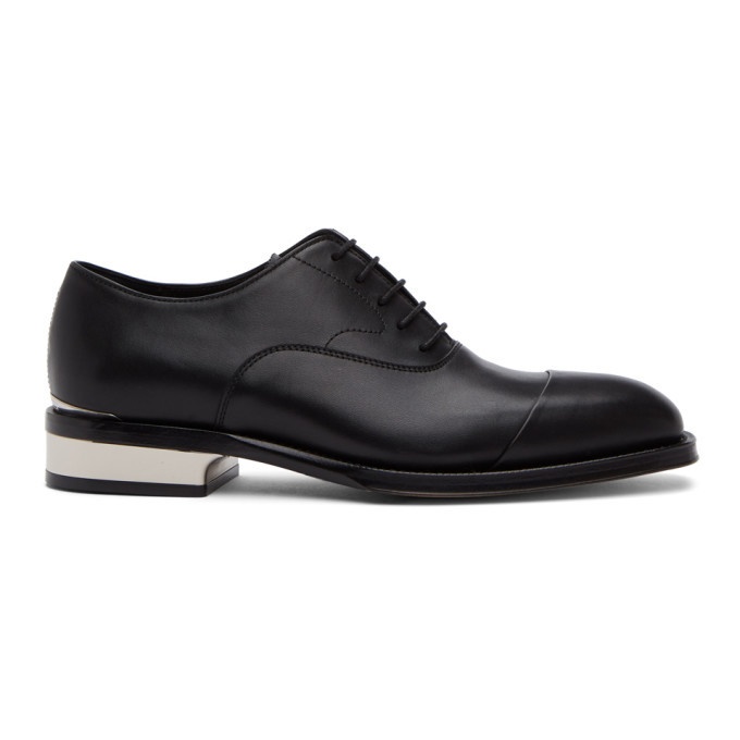 Photo: Alexander McQueen Black and Silver Leather Lace-Up Oxfords