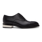 Alexander McQueen Black and Silver Leather Lace-Up Oxfords