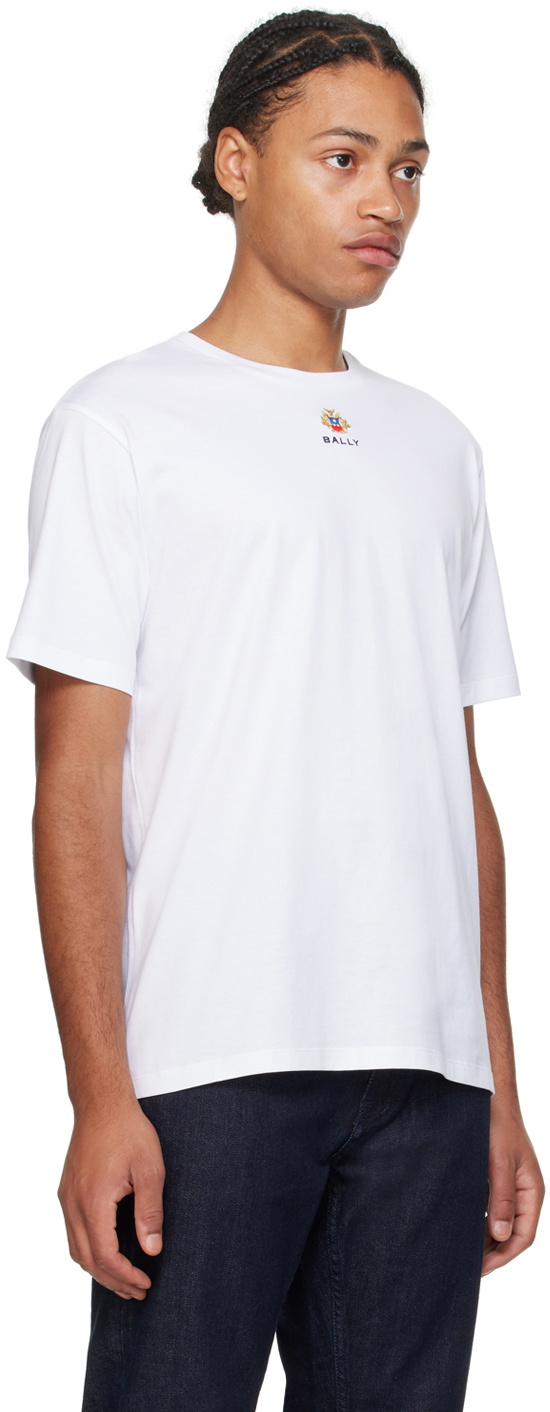 Bally White Embroidered-Logo T-Shirt