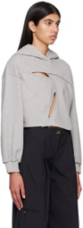J KOO Gray Cutout Hoodie