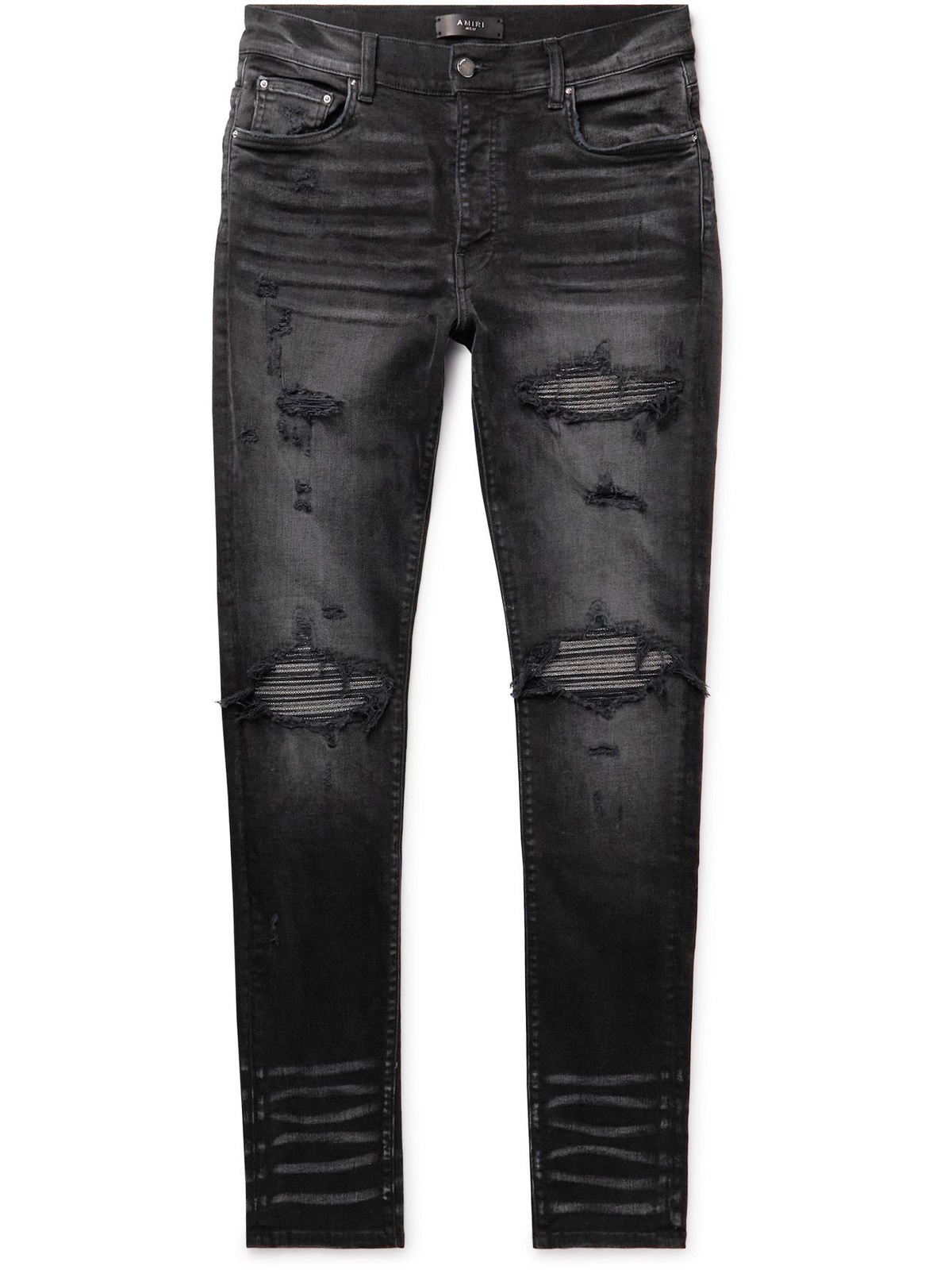 AMIRI - MX1 Skinny-Fit Distressed Stretch-Denim Jeans - Black Amiri