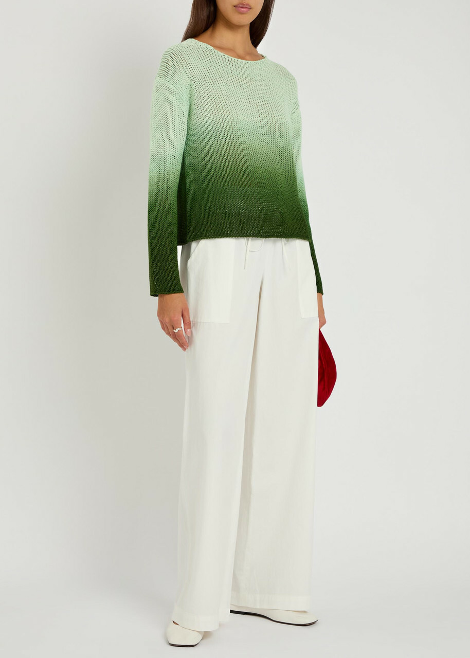 Vince Dip-dye Dégradé Cotton-blend Jumper Cream