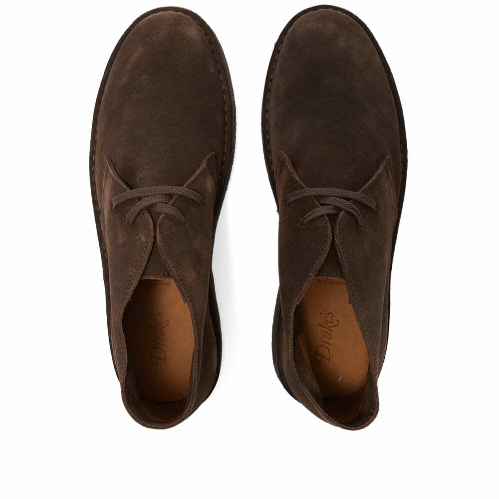 Drake's Men's Clifford Desert Boot in Dark Brown Suede Drake's