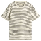 Folk Men's Textured Stripe T-Shirt in Ecru/Black