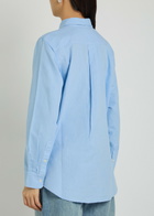 Mother The Bestie Logo-embroidered Cotton Shirt Light Blue