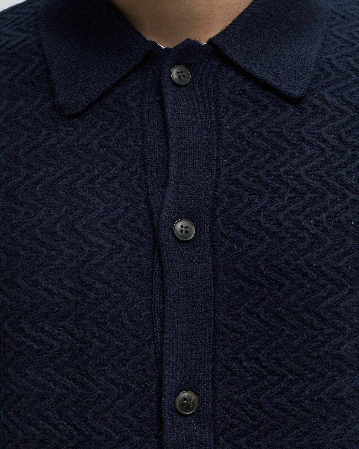 Les Deux Finnegan Knit Shirt Blue Mens Zippers & Cardigan