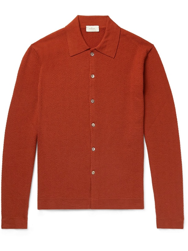 Photo: ALTEA - Herringbone Virgin Wool Shirt - Red