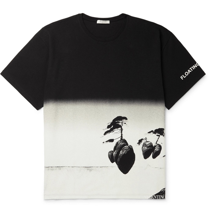 Photo: Valentino - Printed Cotton-Jersey T-Shirt - Black