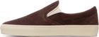 TOM FORD Brown Perforated Suede Jude Slip On Sneakers