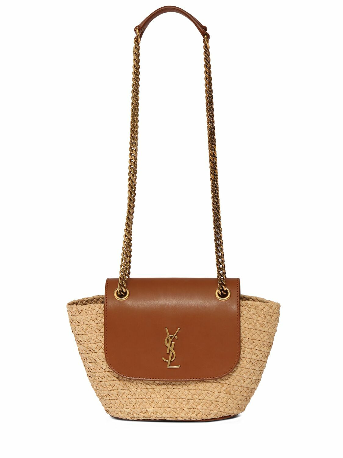 SAINT LAURENT Mini Manon Raffia Shoulder Bag Saint Laurent