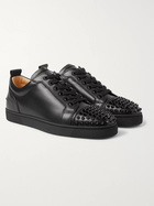 Christian Louboutin - Louis Junior Spikes Cap-Toe Leather Sneakers - Black