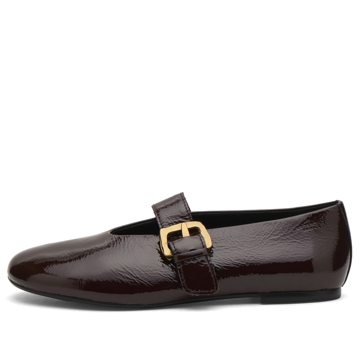 Vagabond Shoemakers Women's Vagabond Aleya Patent Leather Buckle Ballet in Chocolate
