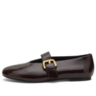 Vagabond Shoemakers Women's Vagabond Aleya Patent Leather Buckle Ballet in Chocolate
