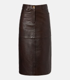 'S Max Mara Leather midi skirt