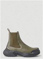 Faux-Leather Chelsea Boots in Khaki