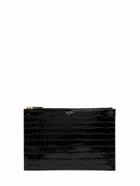 TOM FORD Shiny Croc Embossed Flat Pouch with strap