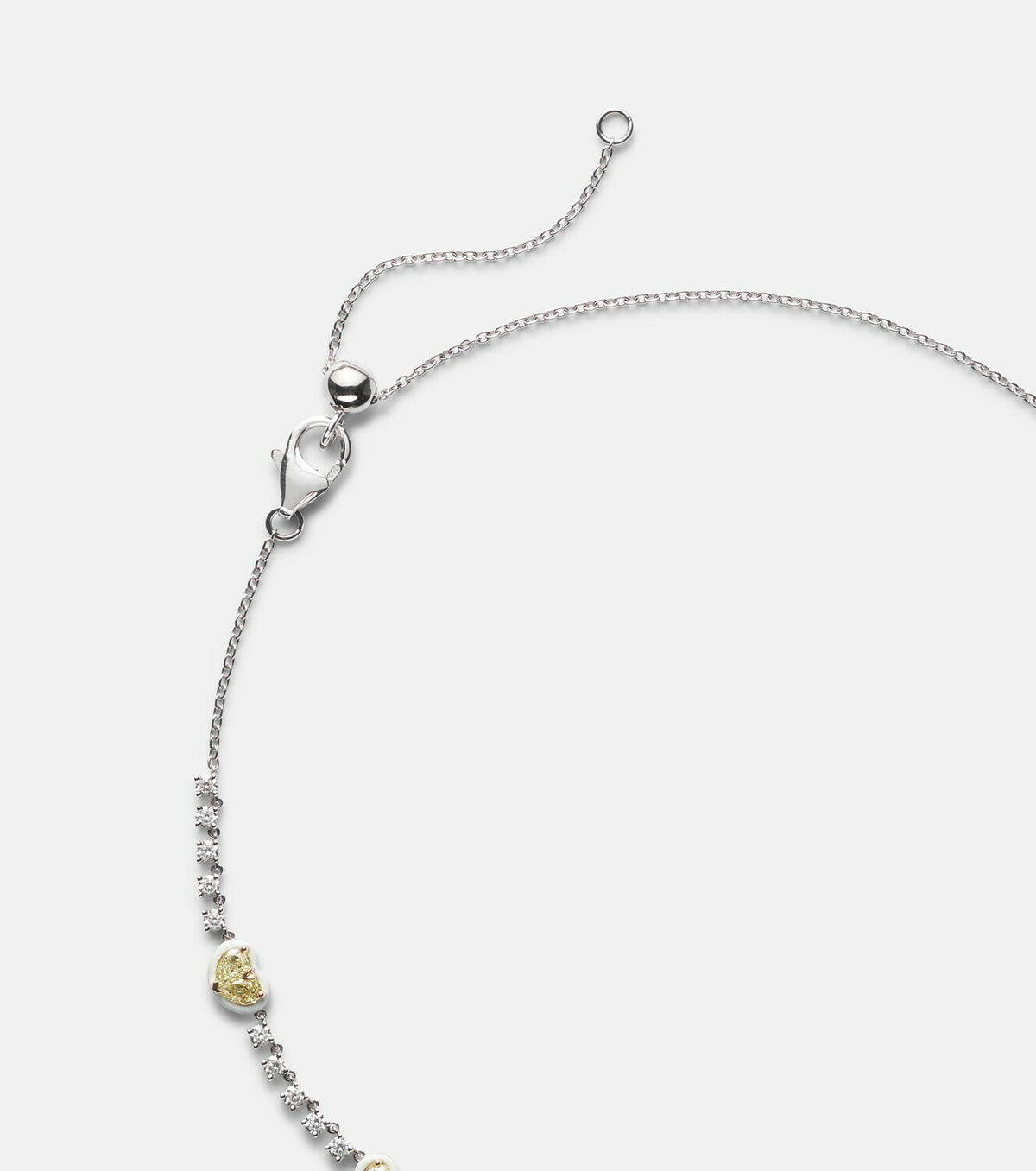 Kamyen Twin Heart 18kt white gold and enamel choker with diamonds