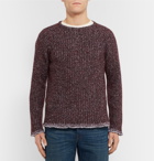VALENTINO - Cotton-Trimmed Wool-Blend Sweater - Burgundy