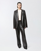 Pinko Reimagine By Pinko X Patrick Mc Dowell Single Breasted Leather Blazer With Pockets Deep Brown