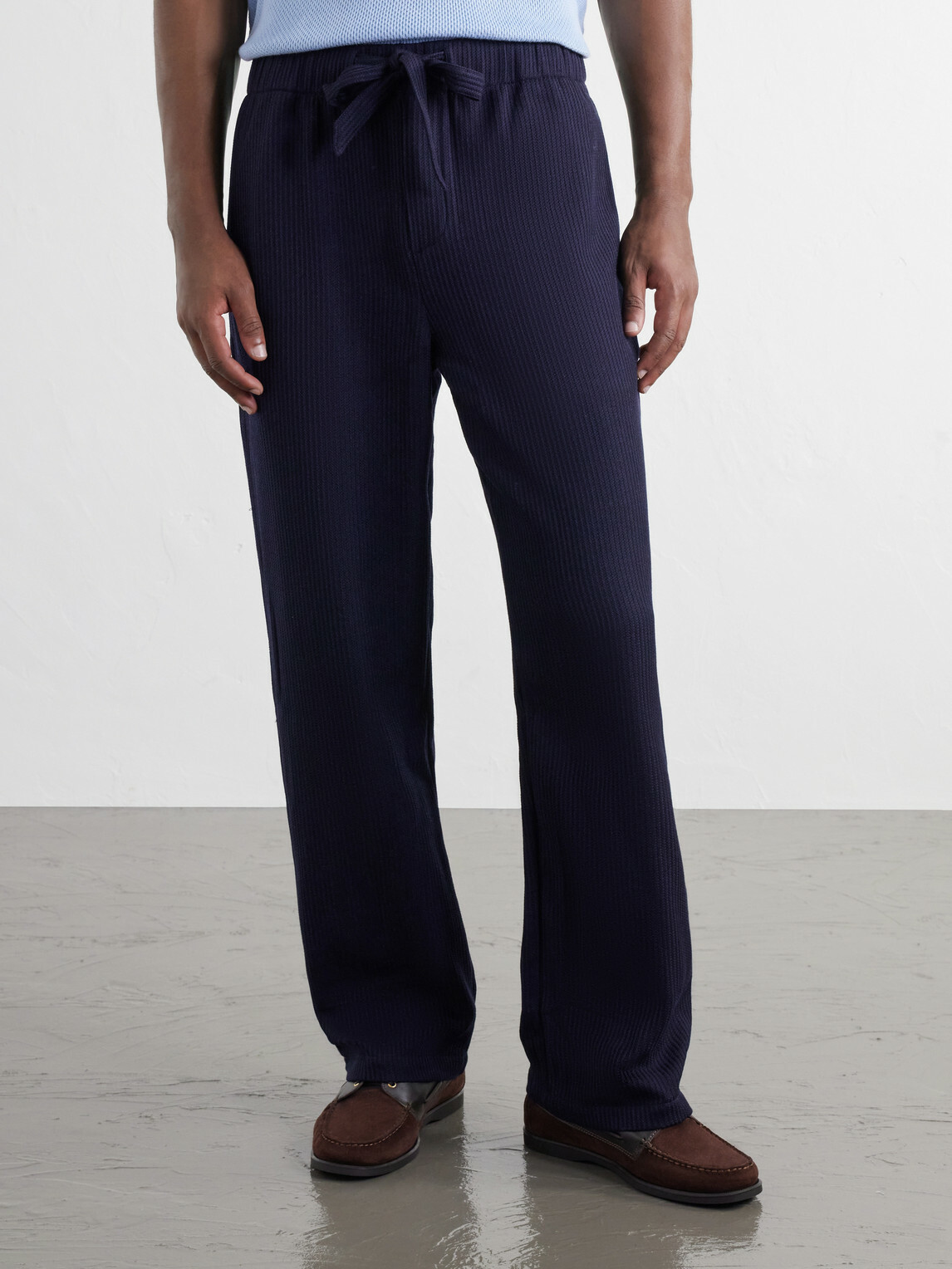 Frescobol Carioca - Luan Straight-Leg Wool Drawstring Trousers - Blue