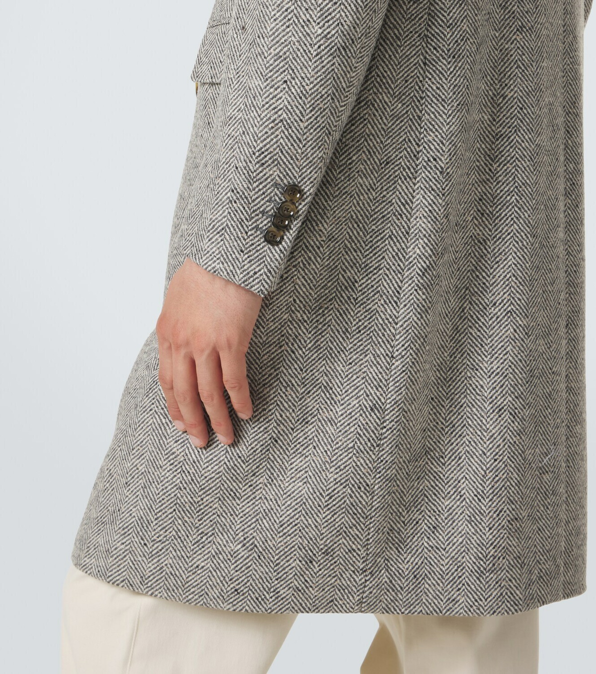 Lardini Herringbone double-breasted virgin wool coat