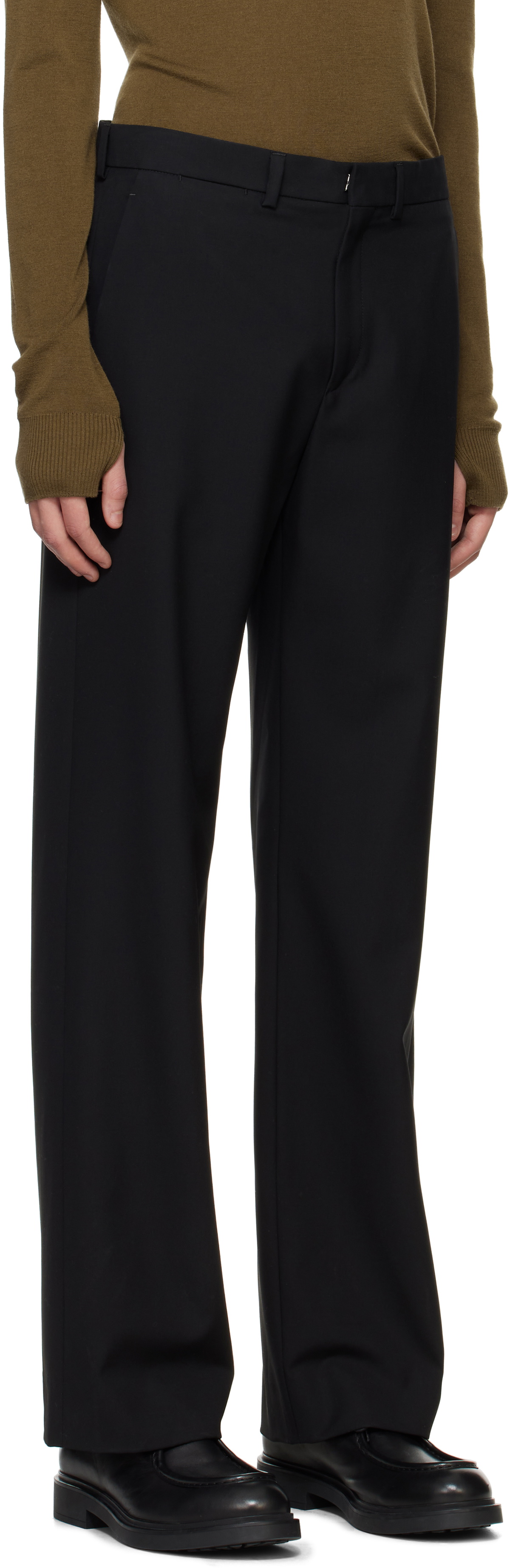 Rier Black Popeline Wool Trousers Rier