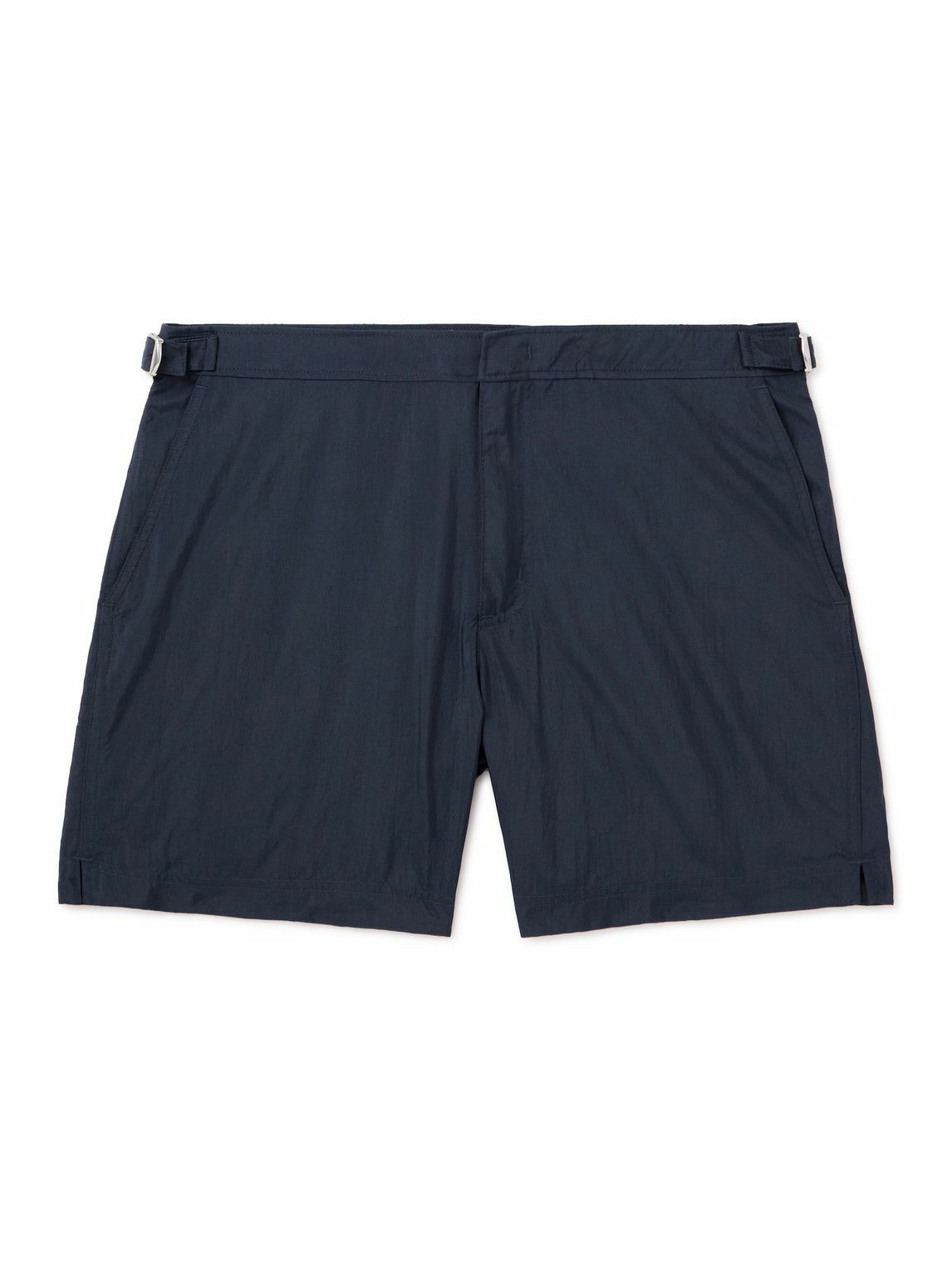 Incotex - Straight-Leg Mid-Length Logo-Appliquéd Swim Shorts - Blue Incotex