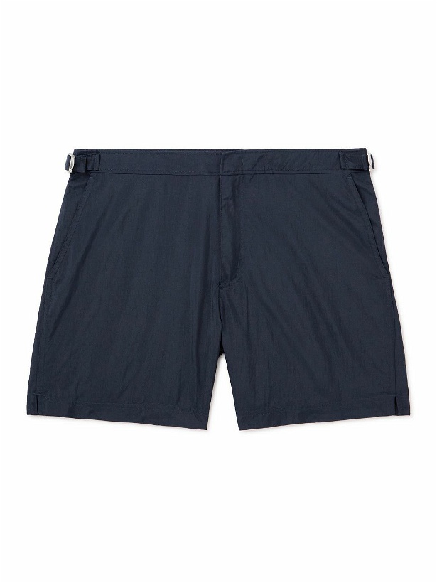 Photo: Incotex - Straight-Leg Mid-Length Logo-Appliquéd Swim Shorts - Blue