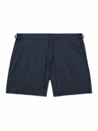 Incotex - Straight-Leg Mid-Length Logo-Appliquéd Swim Shorts - Blue