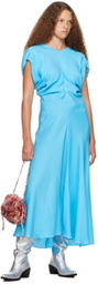 Meryll Rogge Blue Cap Sleeve Maxi Dress