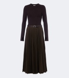 Simkhai Abilene checked ribbed-knit pleated midi dress