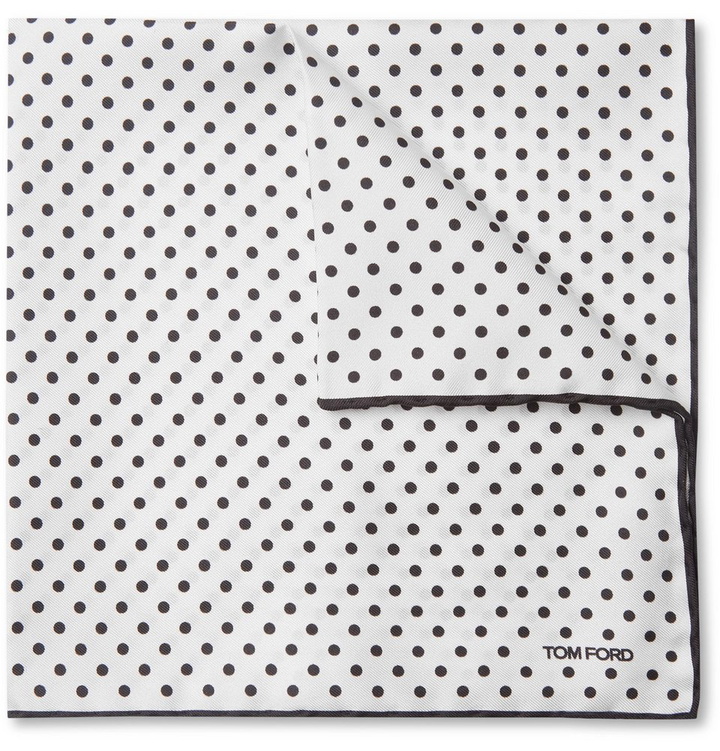 Photo: TOM FORD - Polka-Dot Silk-Twill Pocket Square - Men - White