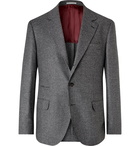 Brunello Cucinelli - Houndstooth Wool and Silk-Blend Suit Jacket - Gray