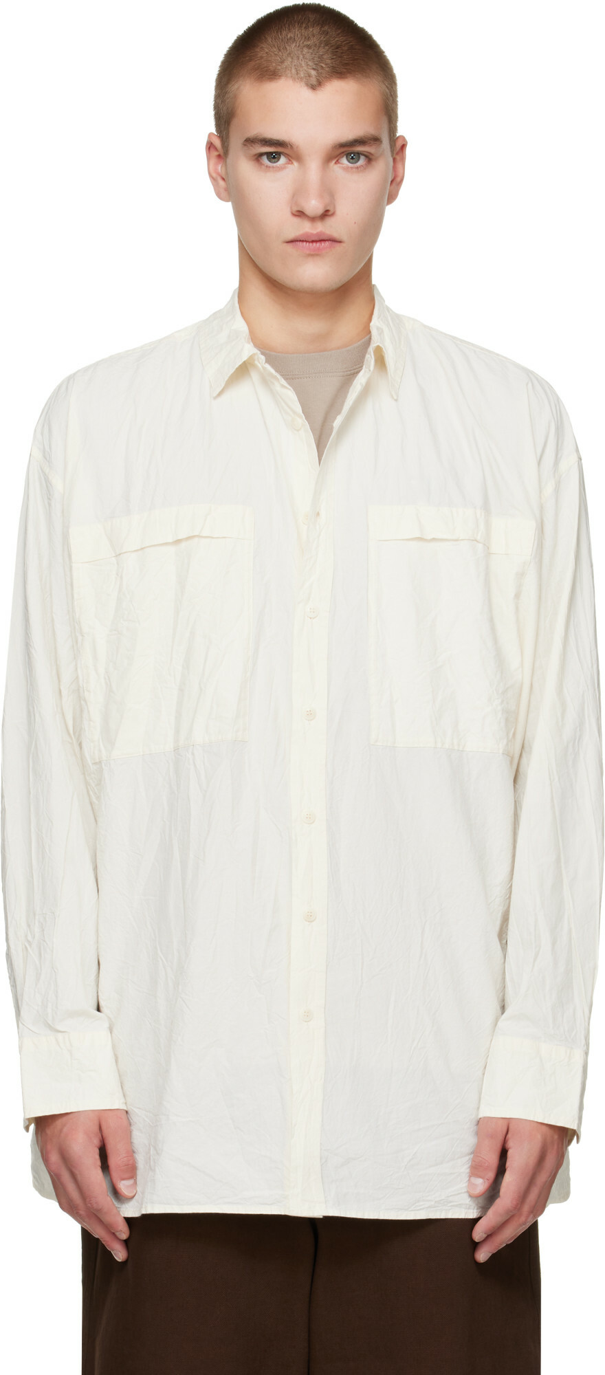 CASEY CASEY Off-White Unfinished Hamnet Pocket Shirt
