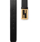 Fendi - 3.5cm Black Full-Grain Leather Belt - Black