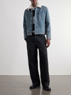 A.P.C. - Justin Pleated Wool-Trimmed Denim Jacket - Blue