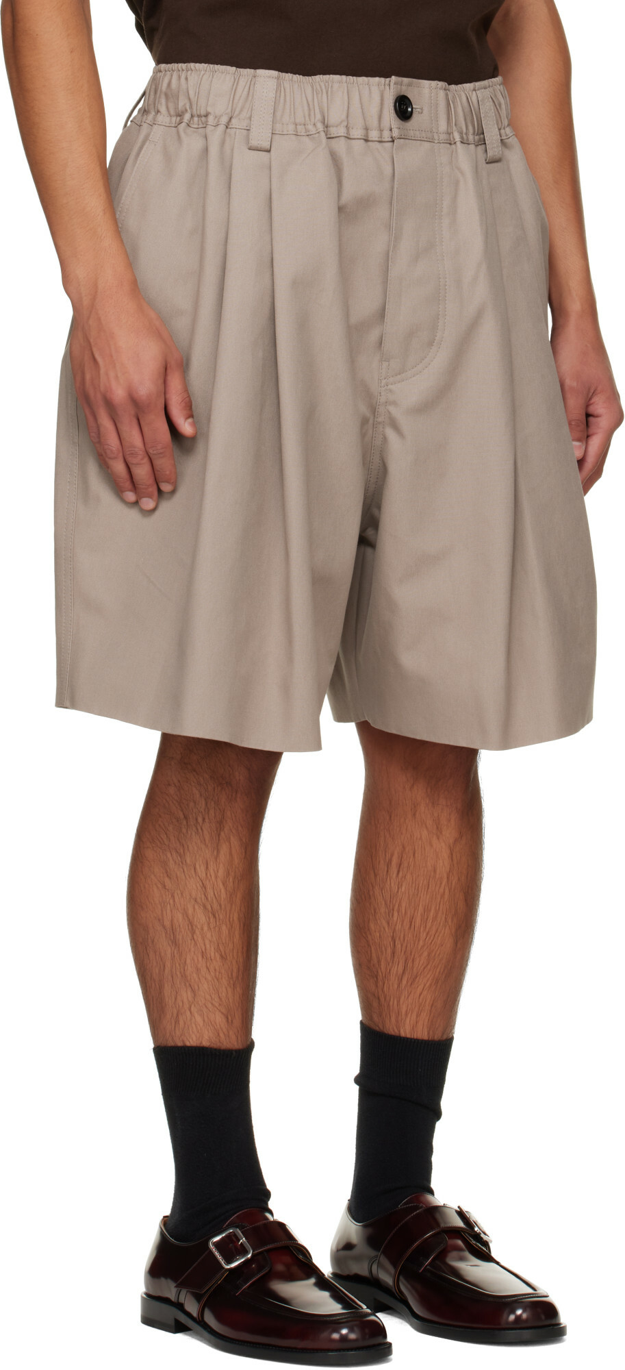 Marni Gray Canvas Pleats Shorts