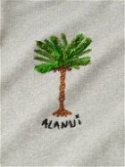 Alanui - Stay Positive Embroidered Jersey Hoodie - Gray