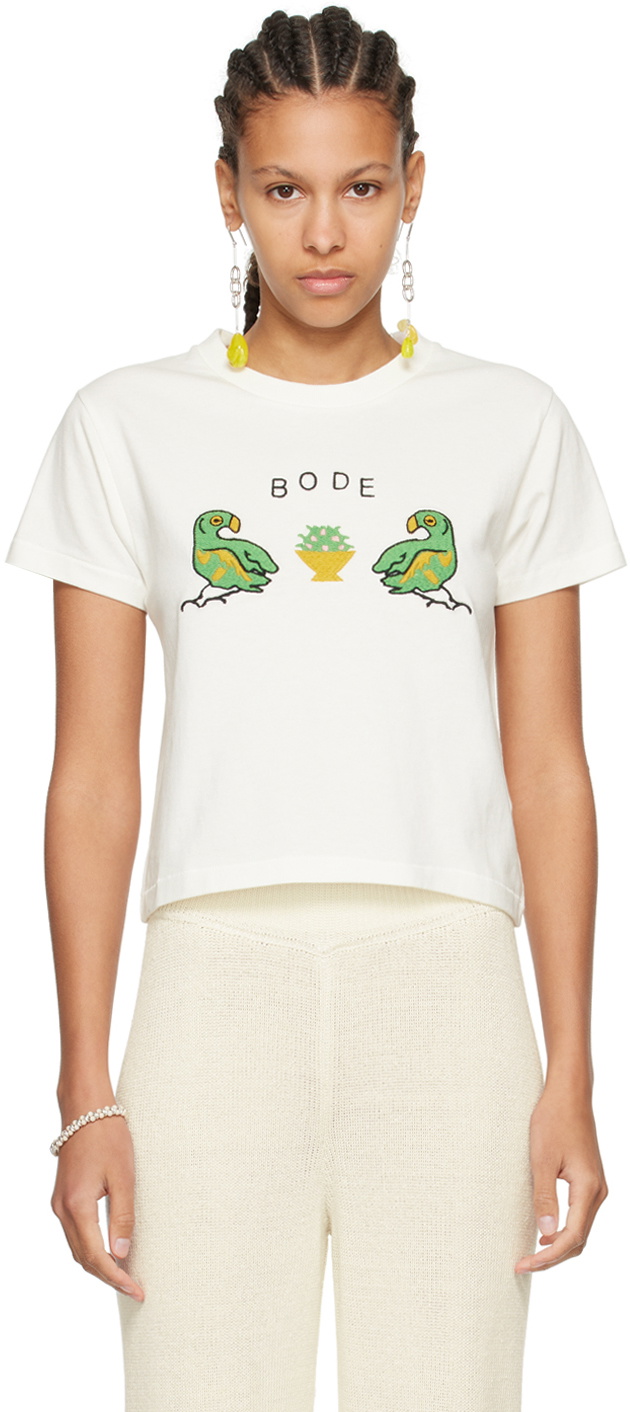 Bode Off-White Twin Parakeet T-Shirt Bode