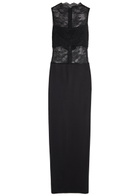 Alice + Olivia Nichol Lace and Satin Maxi Dress Black