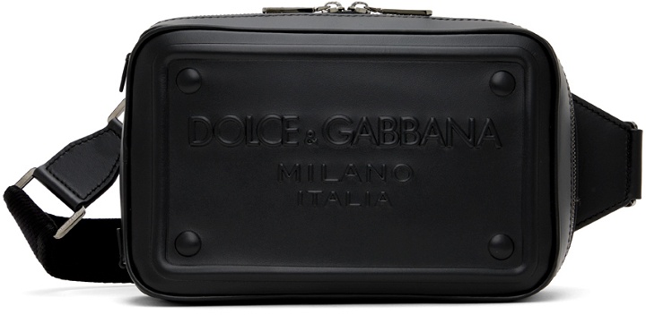 Photo: Dolce & Gabbana Black Raised Logo Belt Bag