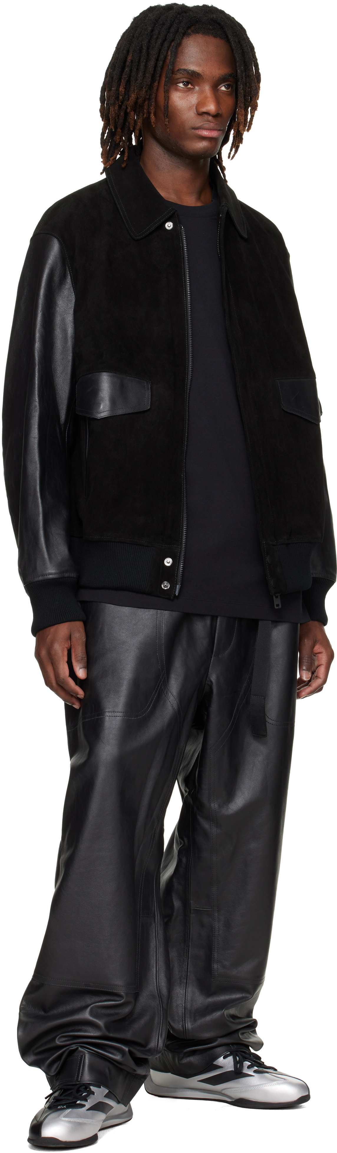 Y-3 Black Mercedes-AMG F1 Edition Racing Leather Jacket