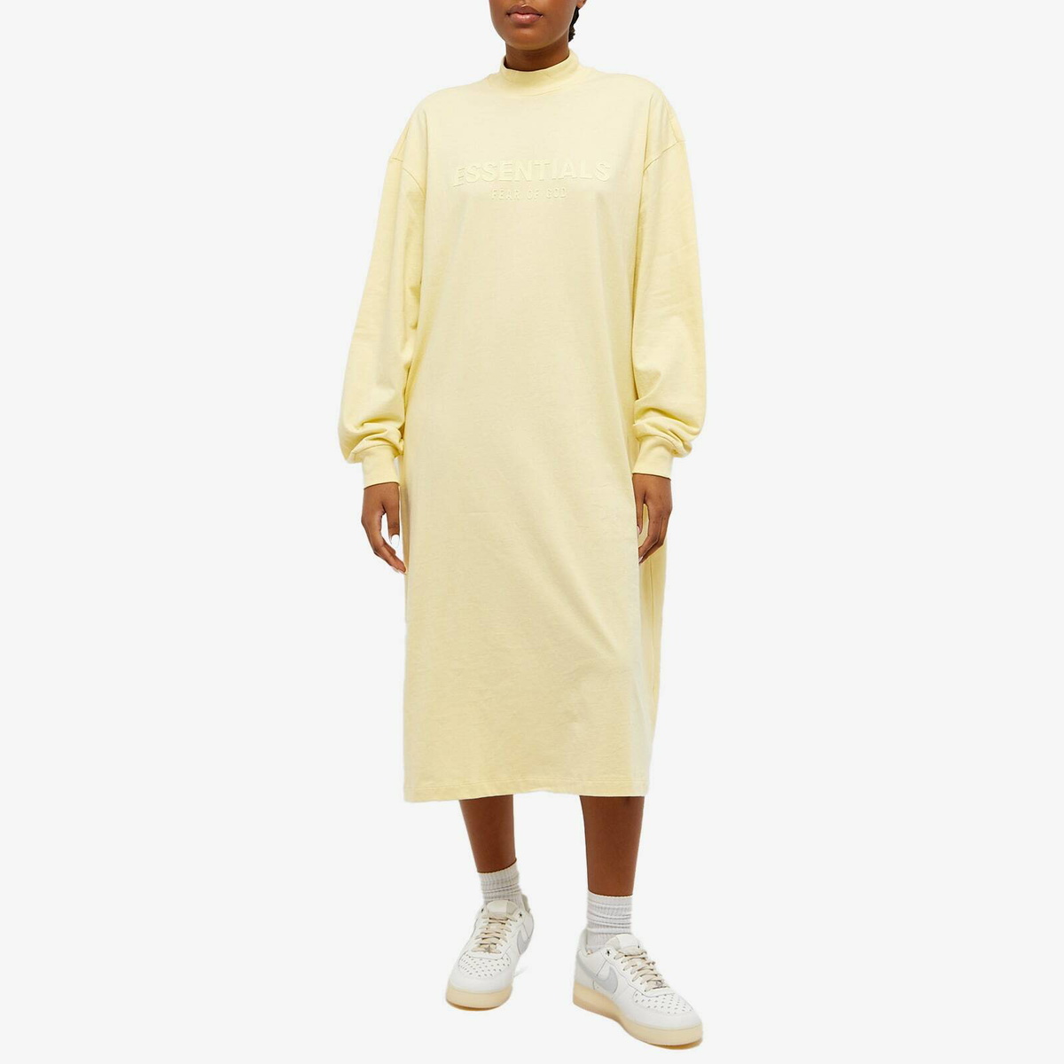 Fear of God ESSENTIALS Women's Long Sleeve Logo Dress in Canary Fear Of God  Essentials