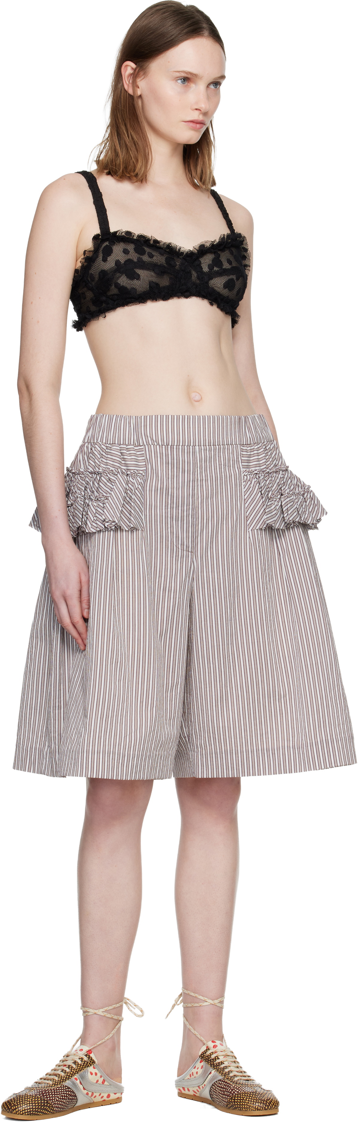 Dries Van Noten Black Polka Dot Mesh Bralette