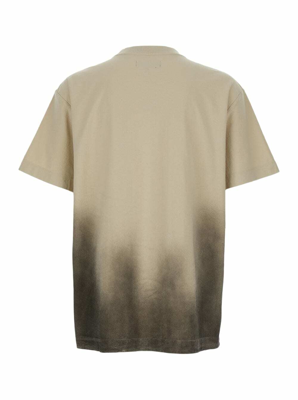 Purple Brand Beige Crewneck T-shirt With Logo Print On The Front And Faded Effect In Cotton Man