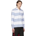 Noah NYC Blue and White Stripe Rainbow Rugby Polo