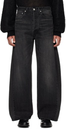 stein Black Deformation Wide Jeans