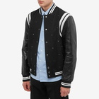 Valentino Men's Leather Sleeve Teddy Jacket in Nero/Bianco