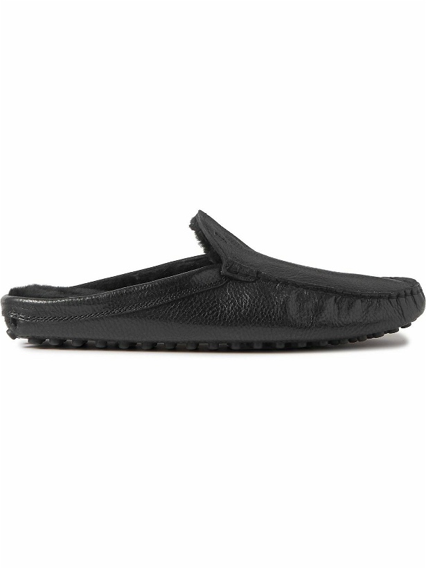 Photo: Tod's - Shearling-Lined Full-Grain Leather Slippers - Black