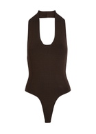 Khaite Toto Halterneck Stretch-knit Bodysuit Brown
